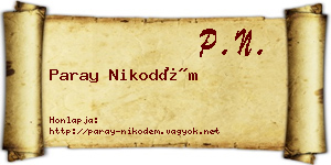 Paray Nikodém névjegykártya